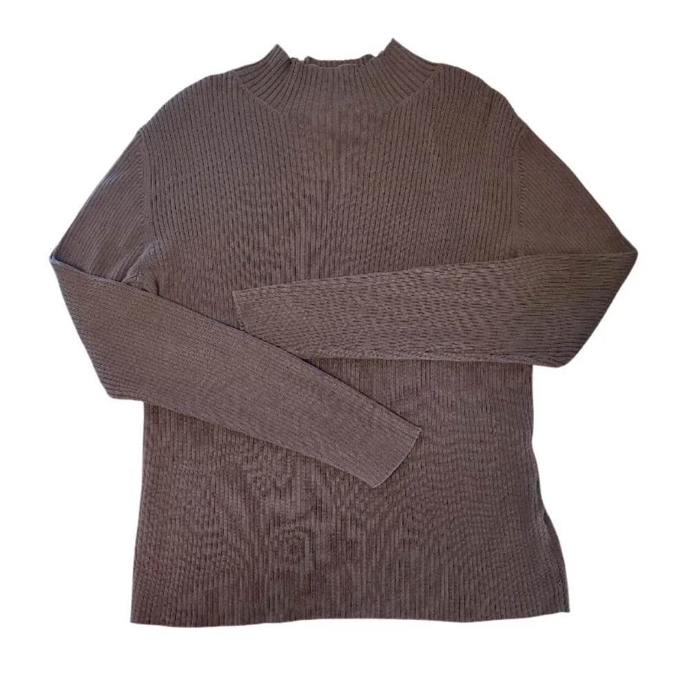 Nordstrom VTG 2004 Brown Ribbed 100% Cotton Mock Neck Sweater‎ Large